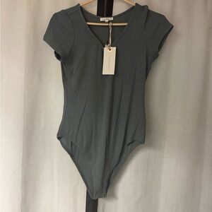In Bloom Green Ribbed body suit